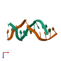 PDB entry 1sjk coloured by chain, top view.