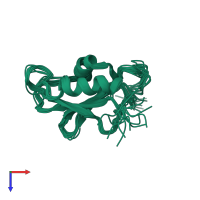 PDB entry 1sjr coloured by chain, ensemble of 16 models, top view.