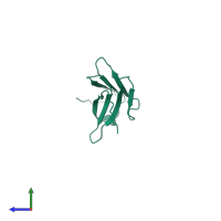 PDB entry 1sjv coloured by chain, side view.