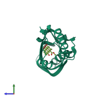 PDB entry 1sjw coloured by chain, side view.