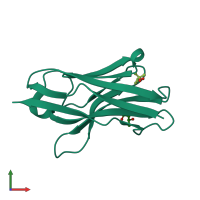 PDB entry 1sjx coloured by chain, front view.