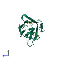 PDB entry 1sjx coloured by chain, side view.