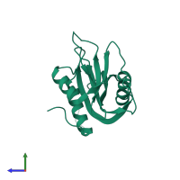 PDB entry 1sjy coloured by chain, side view.