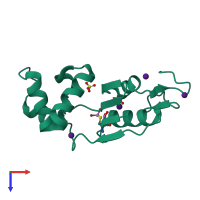 PDB entry 1sk0 coloured by chain, top view.