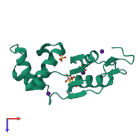 PDB entry 1sk1 coloured by chain, top view.
