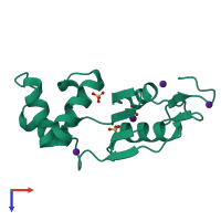 PDB entry 1sk2 coloured by chain, top view.