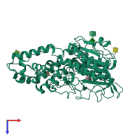 PDB entry 1skb coloured by chain, top view.