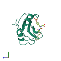 PDB entry 1skj coloured by chain, side view.