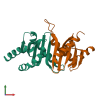 PDB entry 1sko coloured by chain, front view.