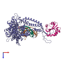 PDB entry 1skr coloured by chain, top view.