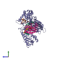 PDB entry 1sks coloured by chain, side view.