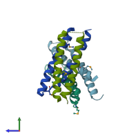 PDB entry 1skv coloured by chain, side view.