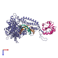 PDB entry 1skw coloured by chain, top view.