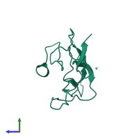 PDB entry 1skz coloured by chain, side view.