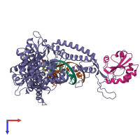 PDB entry 1sl2 coloured by chain, top view.