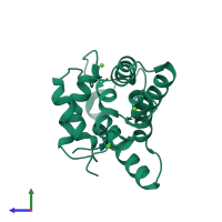 PDB entry 1sl7 coloured by chain, side view.