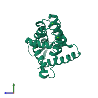 PDB entry 1sl8 coloured by chain, side view.