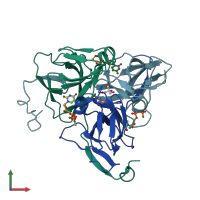 PDB entry 1slh coloured by chain, front view.
