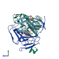 PDB entry 1slh coloured by chain, side view.
