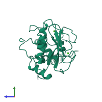 PDB entry 1slm coloured by chain, side view.