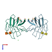 PDB entry 1slt coloured by chain, top view.