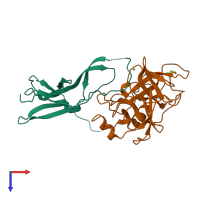 PDB entry 1slw coloured by chain, top view.