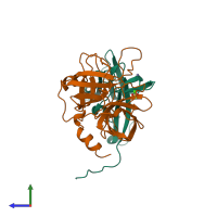 PDB entry 1slx coloured by chain, side view.
