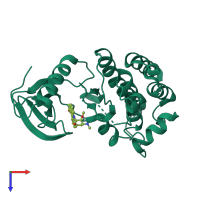 Monomeric assembly 1 of PDB entry 1sm2 coloured by chemically distinct molecules, top view.