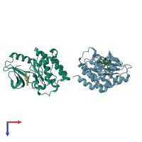 PDB entry 1sm2 coloured by chain, top view.