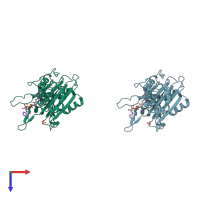 PDB entry 1sm4 coloured by chain, top view.