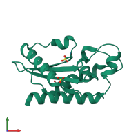 PDB entry 1smb coloured by chain, front view.