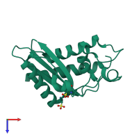 PDB entry 1smb coloured by chain, top view.