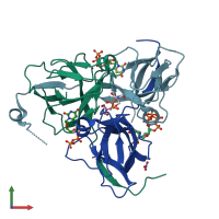 PDB entry 1smc coloured by chain, front view.