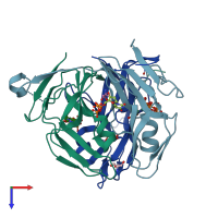 PDB entry 1smc coloured by chain, top view.