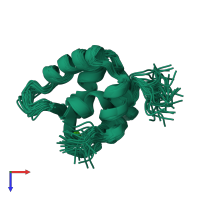 PDB entry 1smg coloured by chain, ensemble of 40 models, top view.