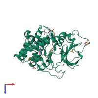 PDB entry 1smh coloured by chain, top view.