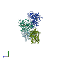 PDB entry 1smj coloured by chain, side view.