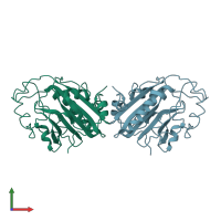 PDB entry 1smn coloured by chain, front view.