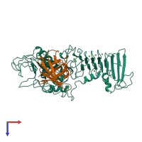 PDB entry 1smp coloured by chain, top view.