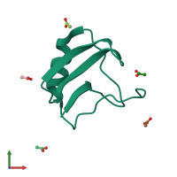 PDB entry 1sn4 coloured by chain, front view.