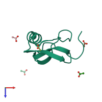 PDB entry 1sn4 coloured by chain, top view.