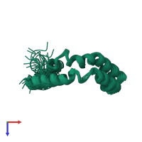 PDB entry 1sn6 coloured by chain, ensemble of 20 models, top view.