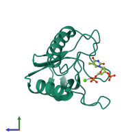 PDB entry 1snc coloured by chain, side view.