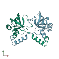 PDB entry 1snd coloured by chain, front view.