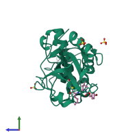 PDB entry 1snk coloured by chain, side view.