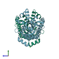 PDB entry 1snn coloured by chain, side view.