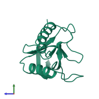 Monomeric assembly 1 of PDB entry 1sno coloured by chemically distinct molecules, side view.