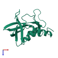 Monomeric assembly 1 of PDB entry 1sno coloured by chemically distinct molecules, top view.