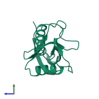 PDB entry 1snp coloured by chain, side view.