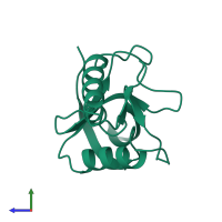 PDB 1snq coloured by chain and viewed from the side.